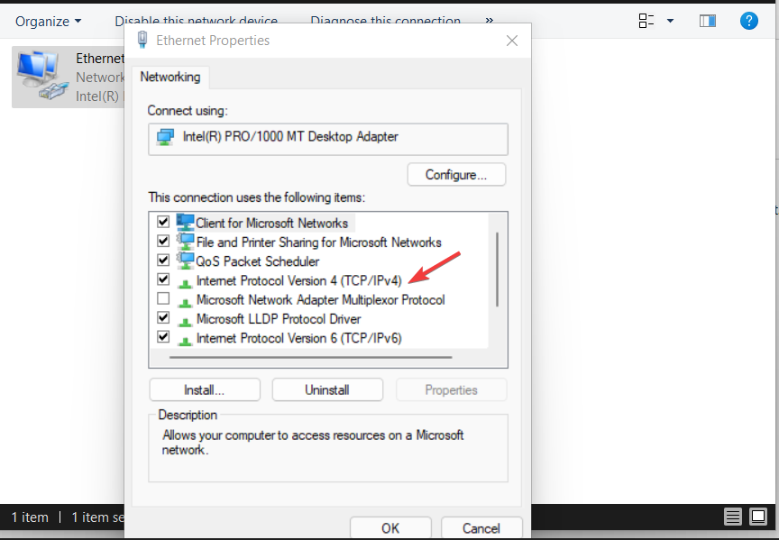 Свойства протокола Интернета версии 4 (TCP/IPv4)