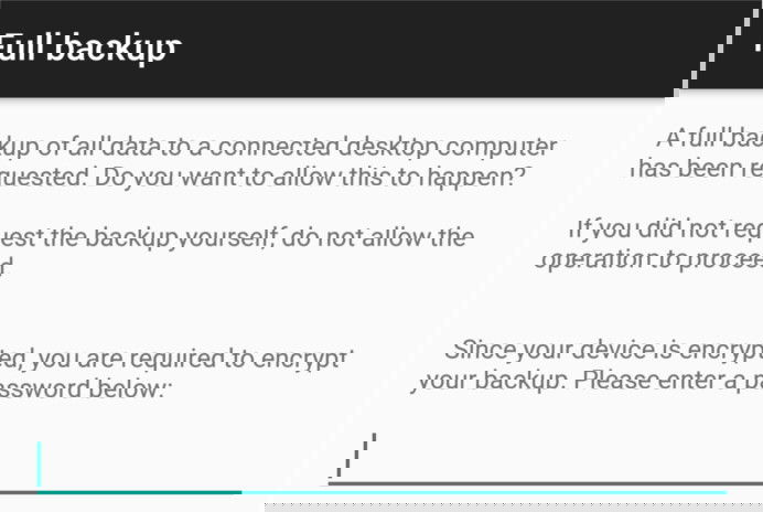 Процесс создания резервной копии на экране телефона с ползунком «Back up my data»