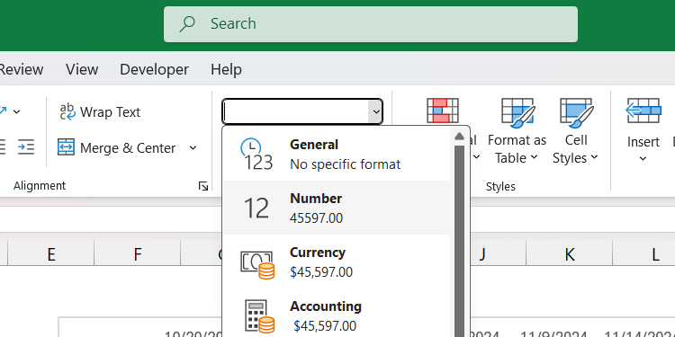 Выбор числового формата для даты в Excel