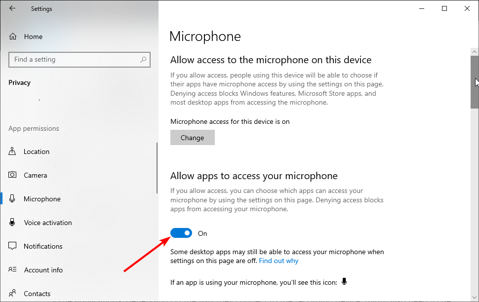 allowwindows voice recorder not working