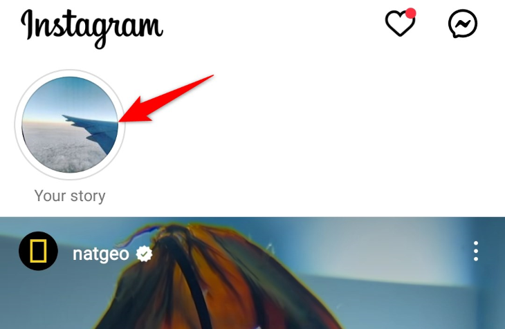 Выберите «Ваша История» вверху экрана.