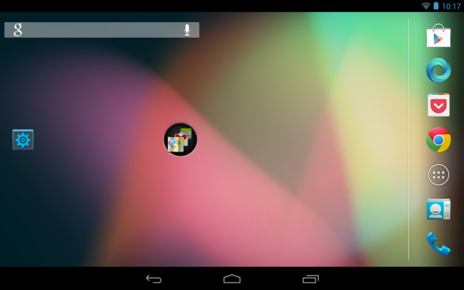 App-Icons und Widgets auf einem Launcher, der Querformat unterstützt
