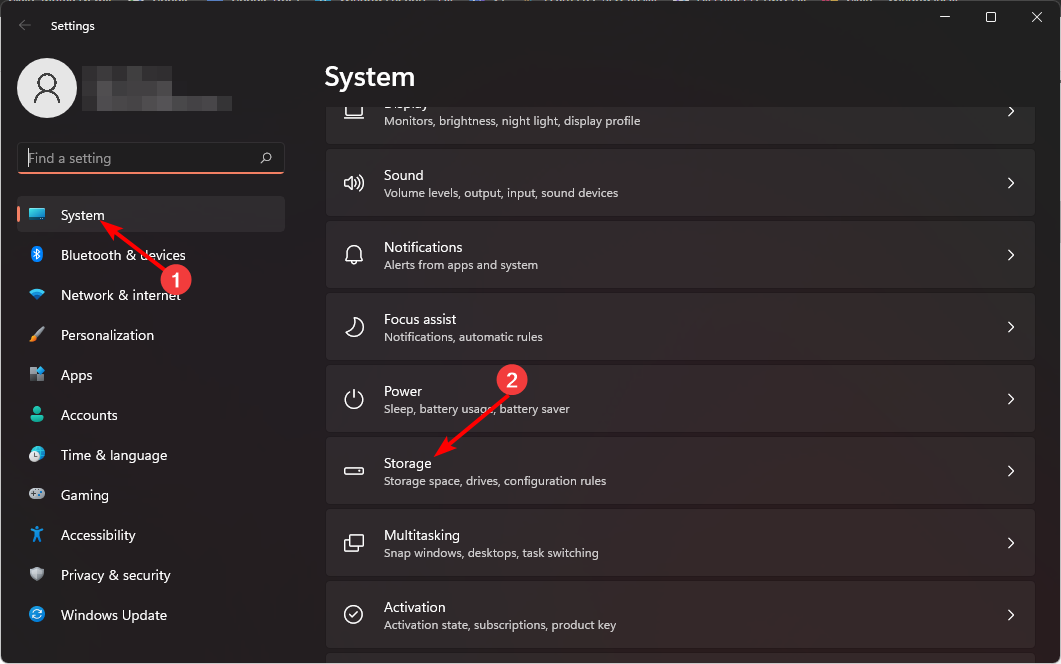 Раздел Storage в системных настройках Windows