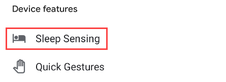 Параметр Sleep Sensing в настройках устройства