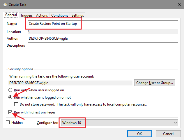 Общие параметры создаваемой задачи