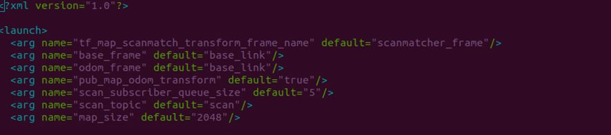 Изменения в launch-файле для корректной работы SLAM