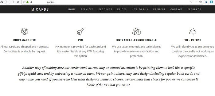 Изображение: экран с объявлениями о продаже украденных карт в даркнете