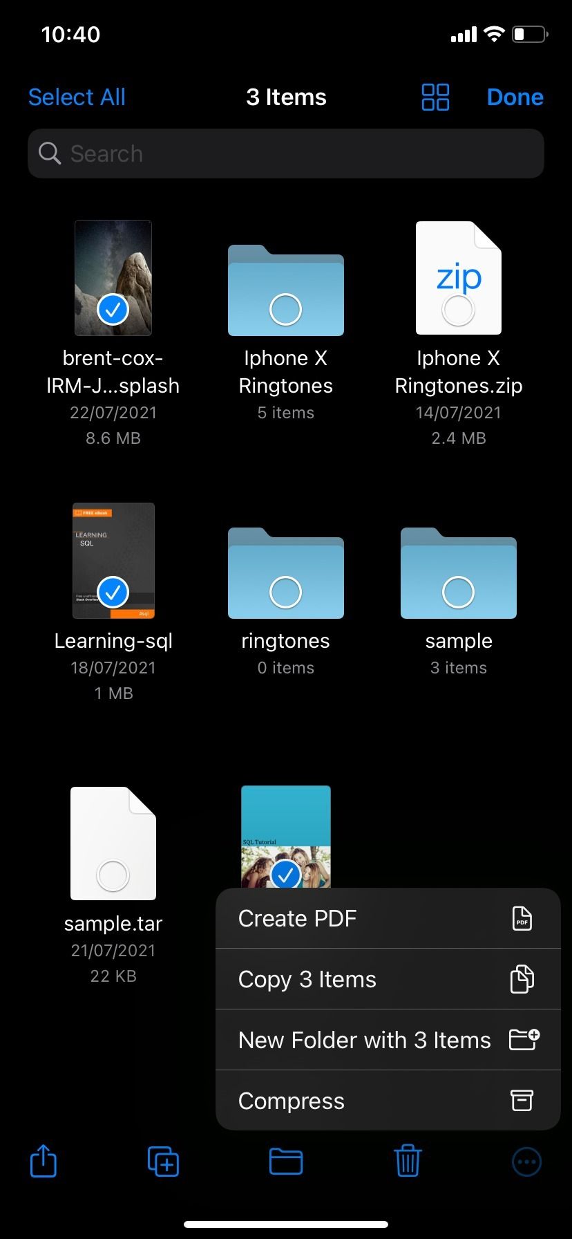 Процесс сжатия файлов на iPhone