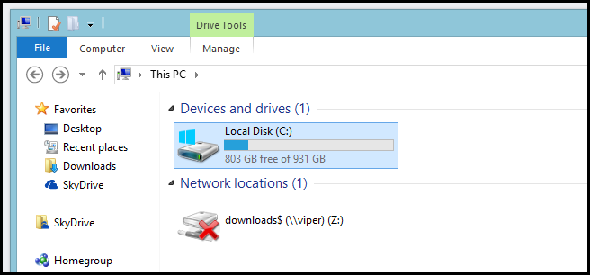 Окно 'Этот компьютер' после удаления папок