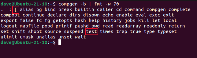 Список встроенных команд Bash.