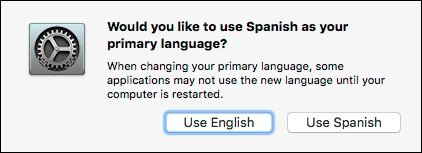 Диалог выбора основного языка после добавления