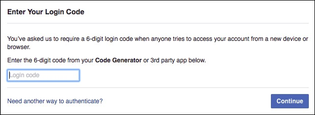 Пример запроса кода подтверждения входа