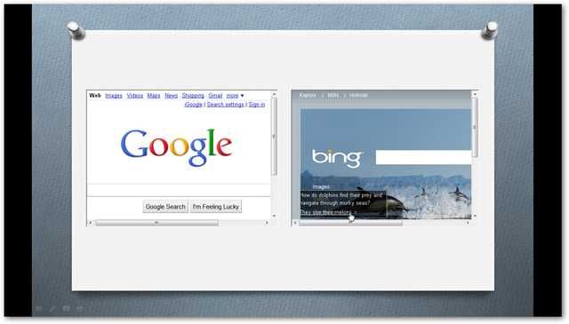 Сравнение двух живых веб-страниц в слайдах