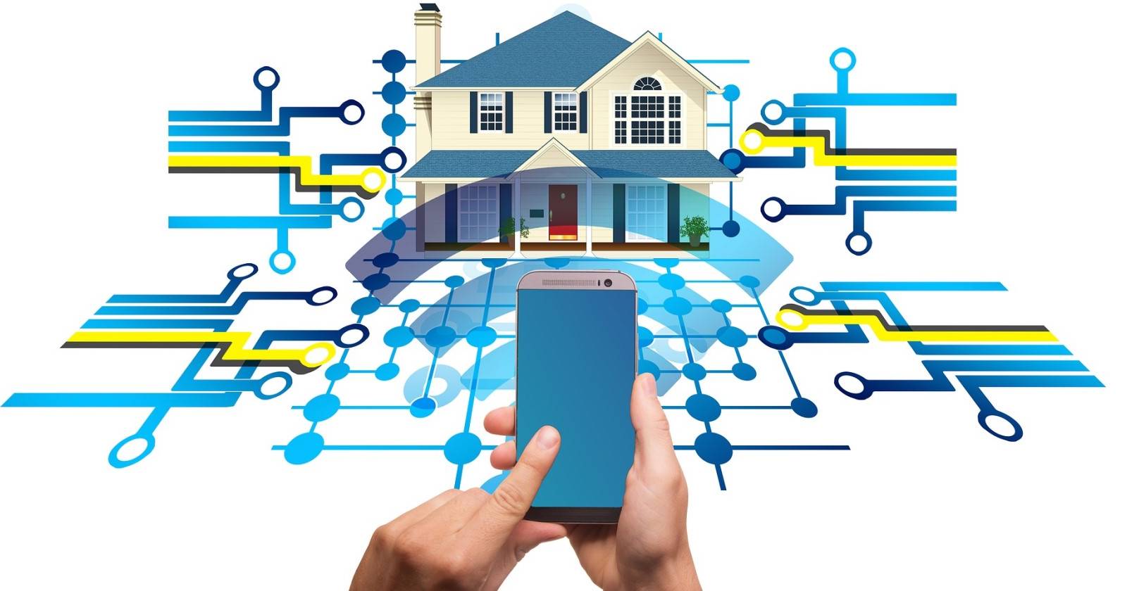 Иллюстрация умного дома с внешней подсветкой