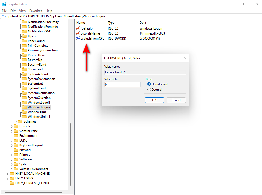 Установка значения ExcludeFromCPL равным 0