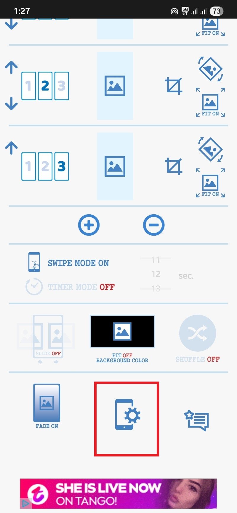 Opzioni di salvataggio e impostazione sfondo in Multiple Picture Wallpaper