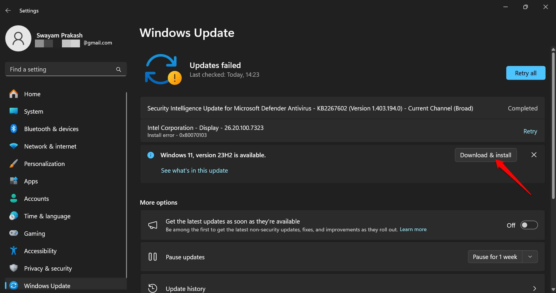 Instalar actualización de Windows 11