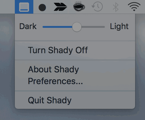 Ползунок затемнения в Shady