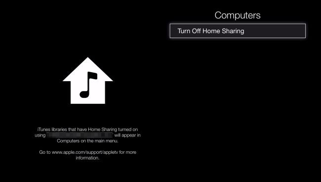 Подключение к контенту компьютеров через Home Sharing