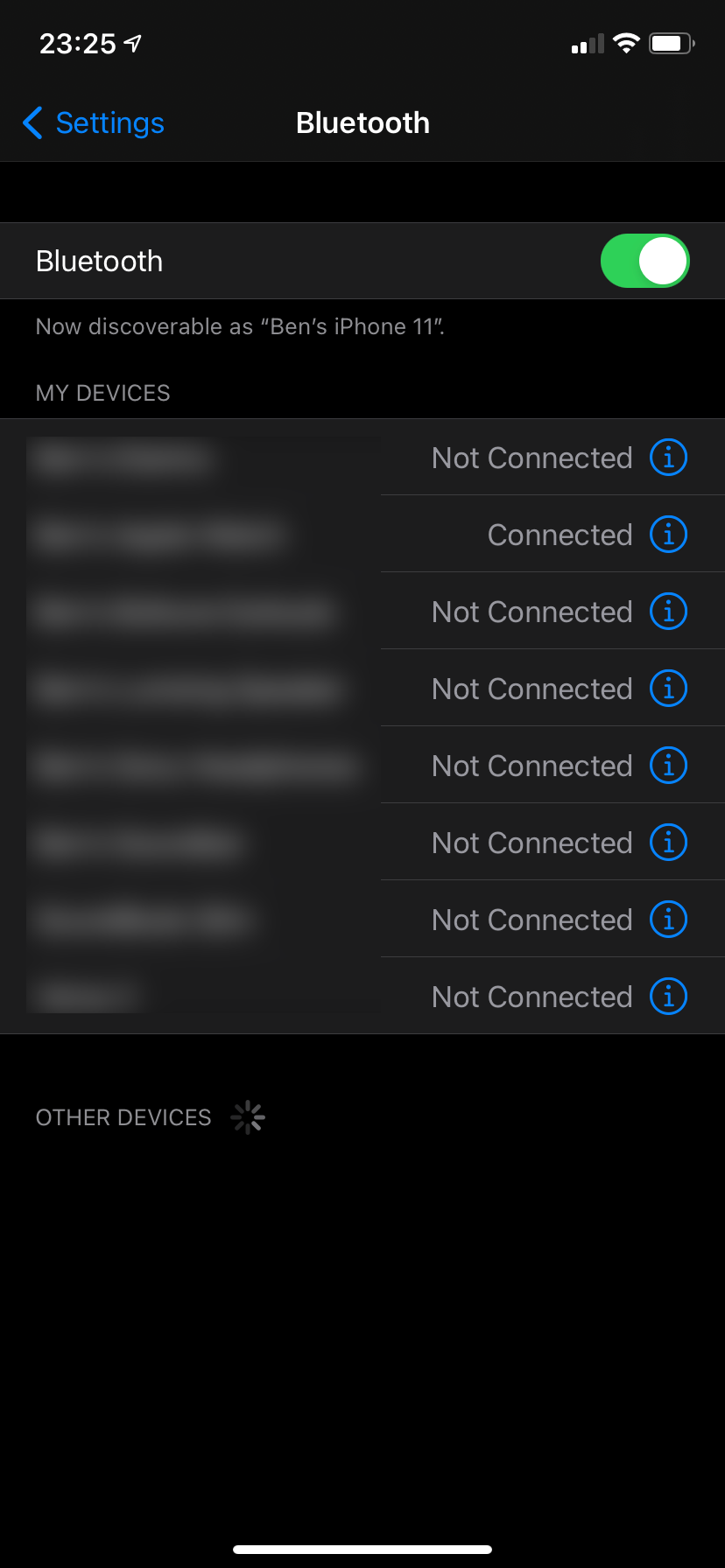 Опции Bluetooth iOS