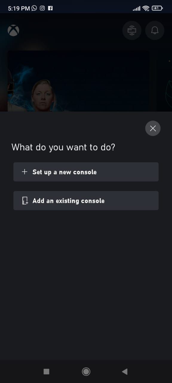 Add an existing console option on Xbox app