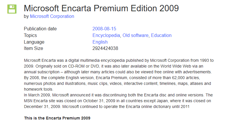 Обложка Microsoft Encarta Premium 2009