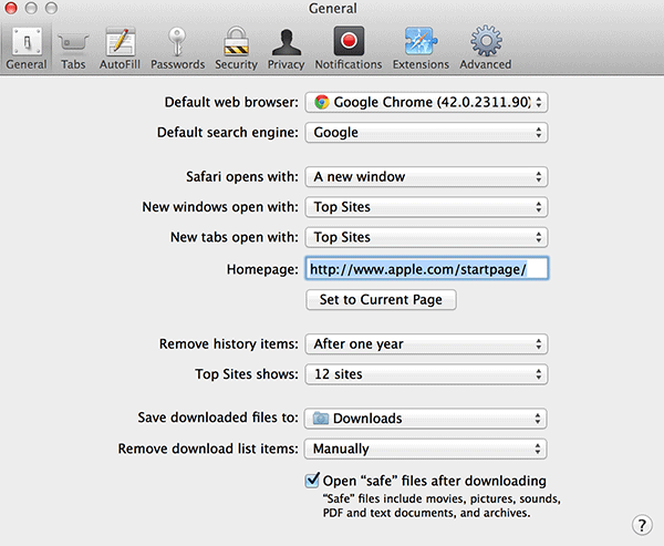 Вкладка Advanced в настройках Safari с опцией включения меню разработчика.