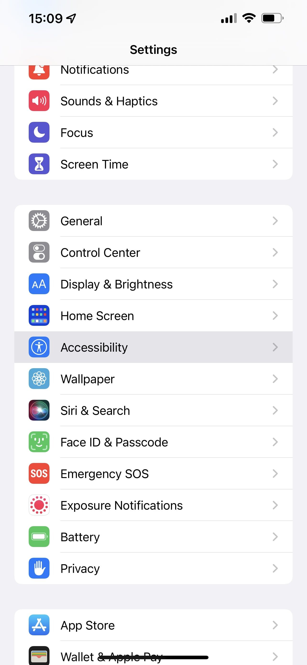 Настройки иконки универсального доступа