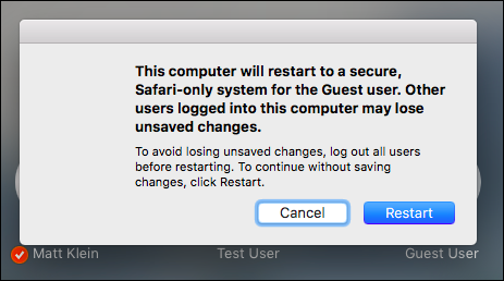 Гость с ограниченным доступом: единственное приложение — Safari и сетевые настройки
