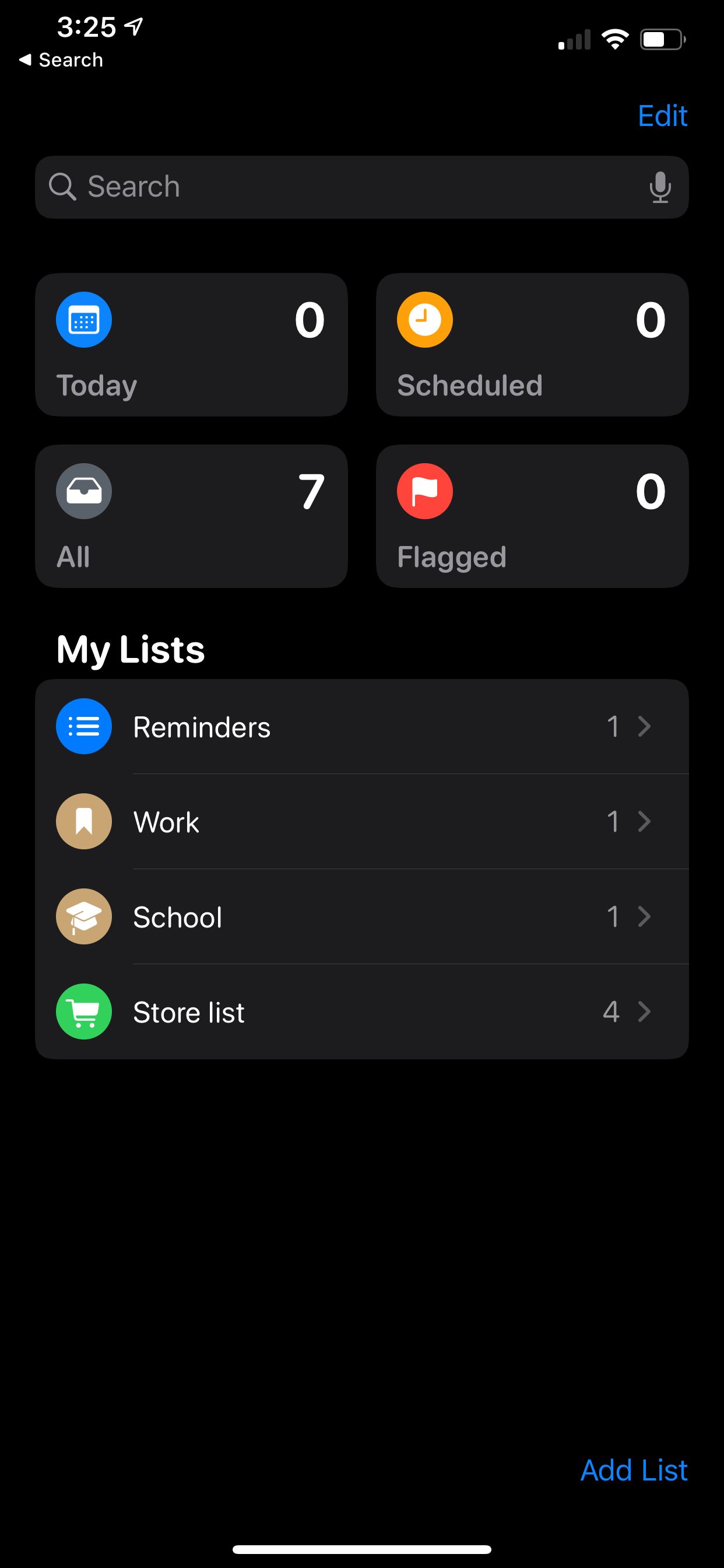 Reminders Main List