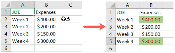 Использование Кисти для копирования правила форматирования