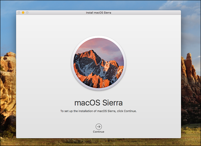 Окно установщика macOS, готового к запуску