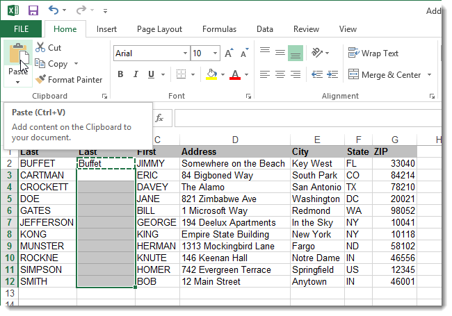 Вставка формулы в оставшиеся ячейки столбца