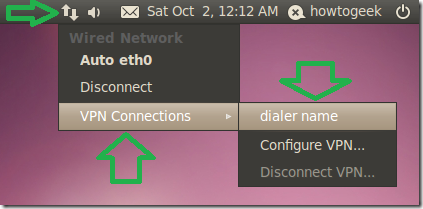 Выбор VPN подключения в меню сети