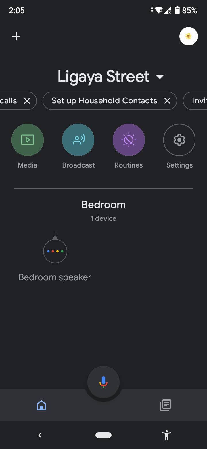 главный экран Google Home