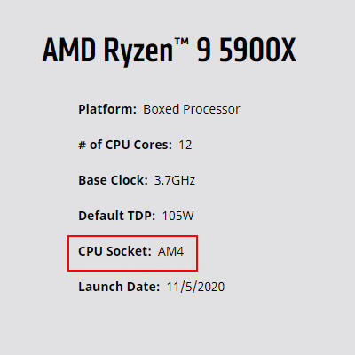 Совместимость сокета процессора AMD Ryzen 9 5900X — спецификация сокетов.