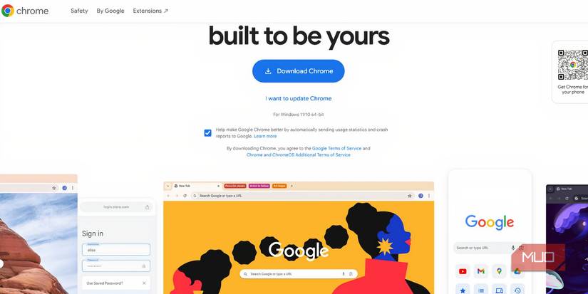 Официальная страница загрузки Chrome, открытая в браузере Chrome