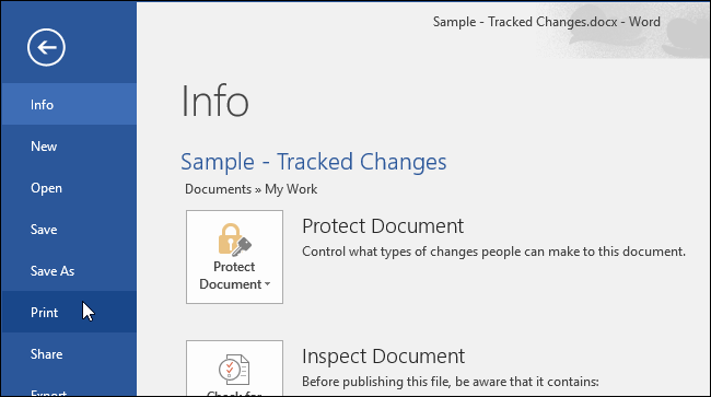 Выбор пункта «Печать» в меню «Файл»