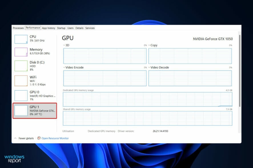 Проверка температуры GPU в Windows 11