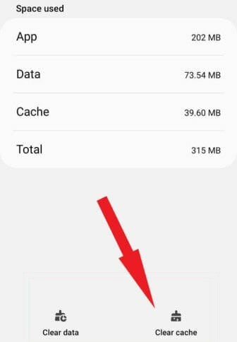 Скриншот Android: очистка кэша приложения Bing в настройках