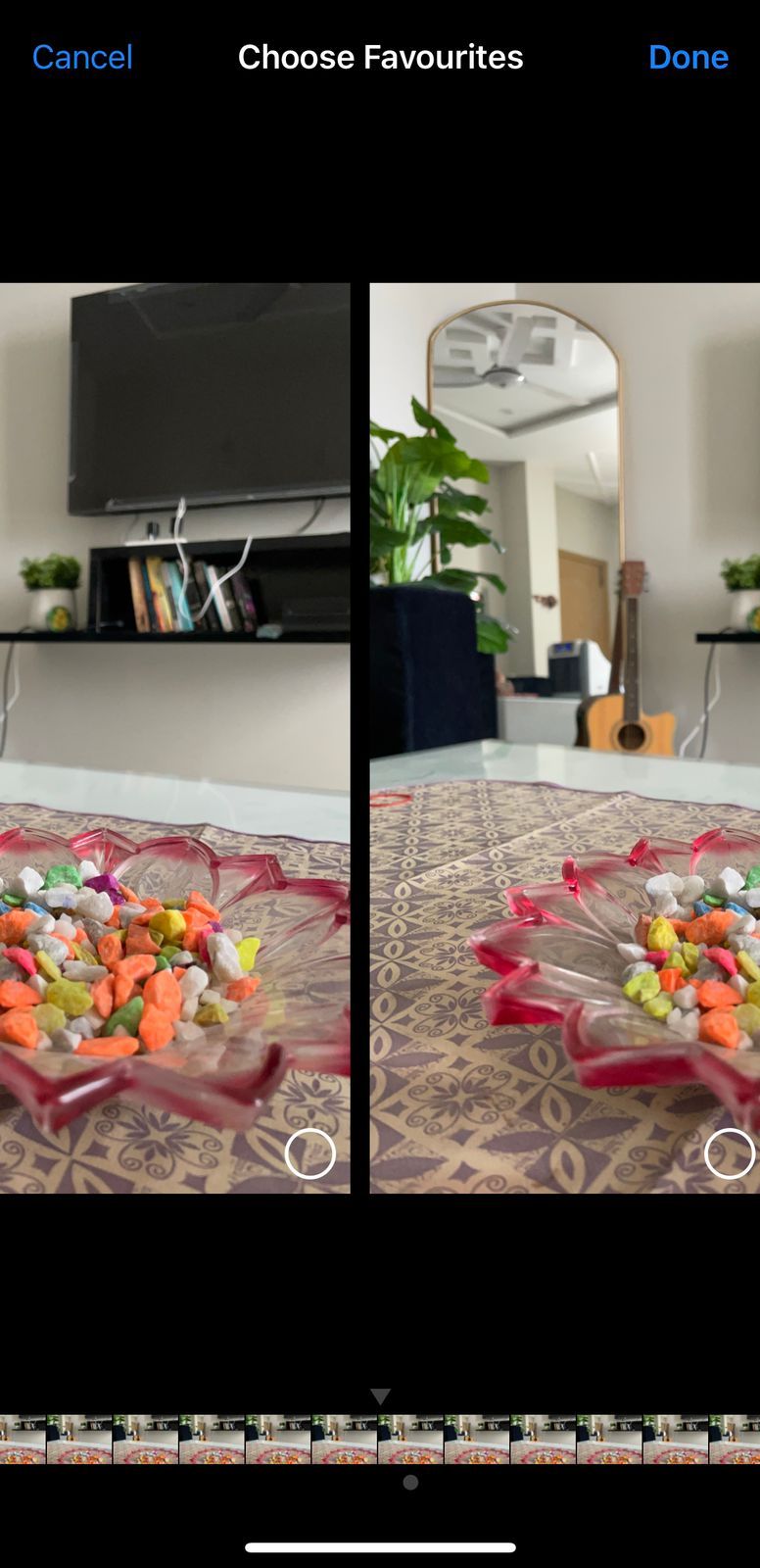 Отметка любимых снимков из серии