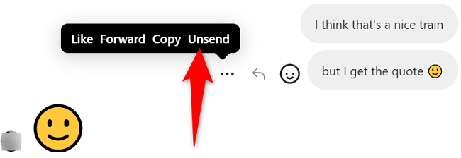 Выберите «Unsend» в меню.
