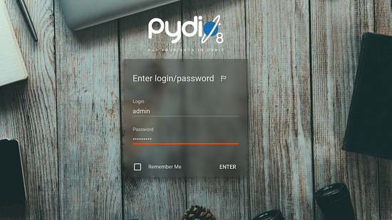 Экран входа Pydio