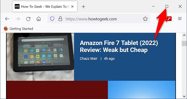 Иконка «Восстановить» в заголовке окна