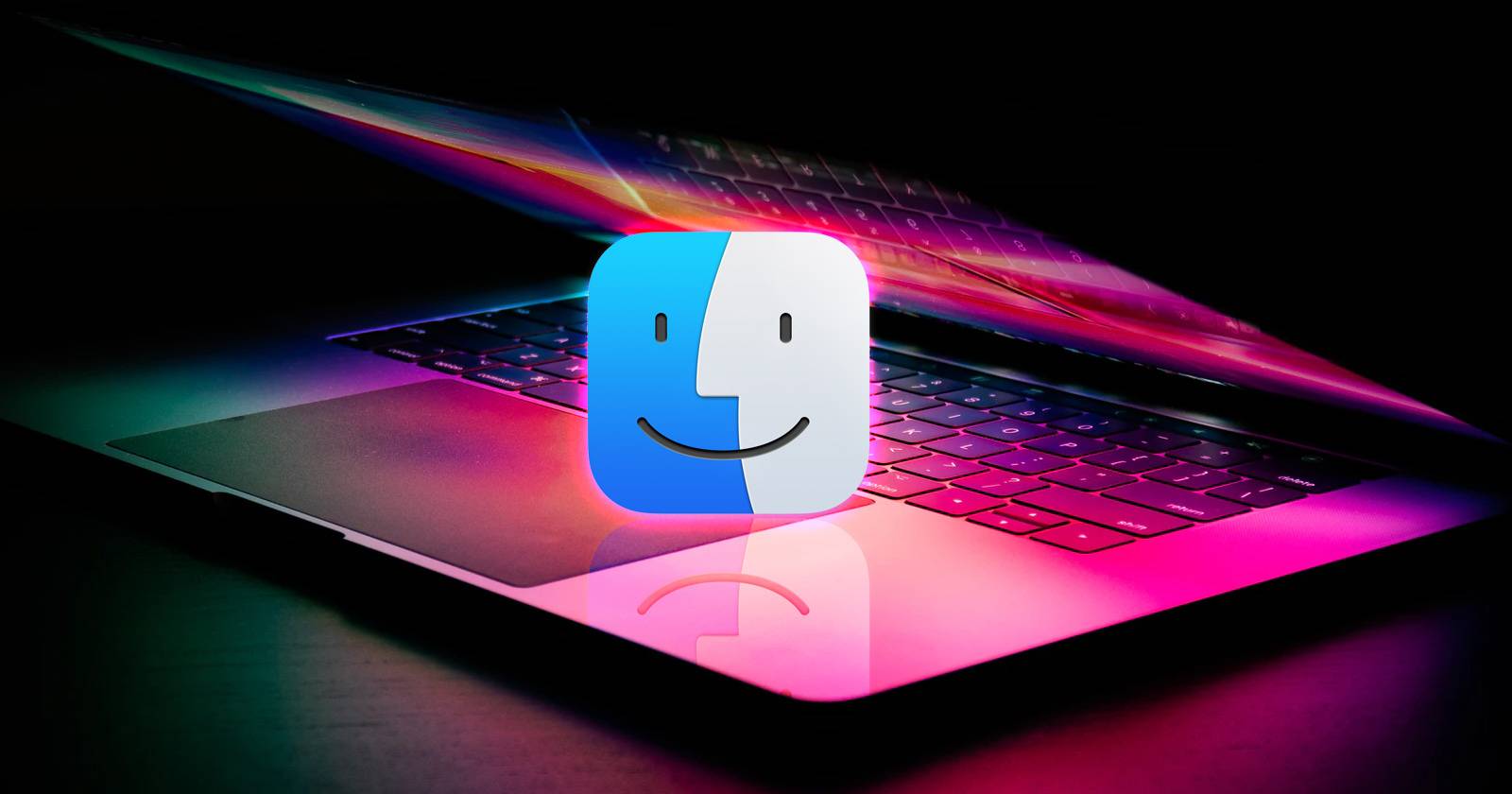 Логотип Finder на Mac с изображением иконки приложения и полосы меню