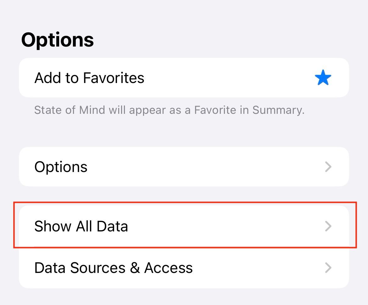 Просмотр всех записей данных Здоровья на iPhone.