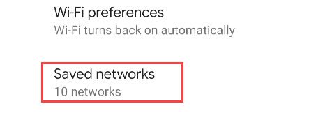 Список сохранённых сетей Wi‑Fi в Android