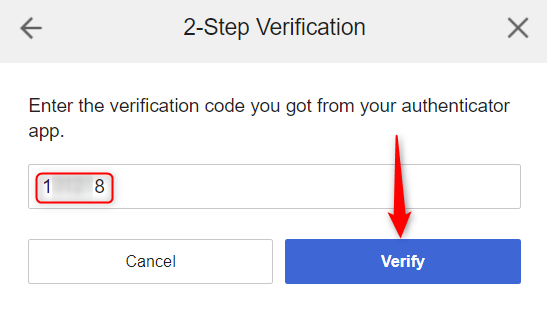 Введите код подтверждения и нажмите «Проверить»