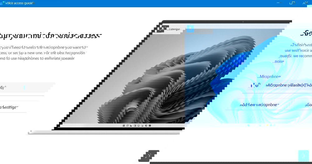 Настройка микрофона для Voice Access