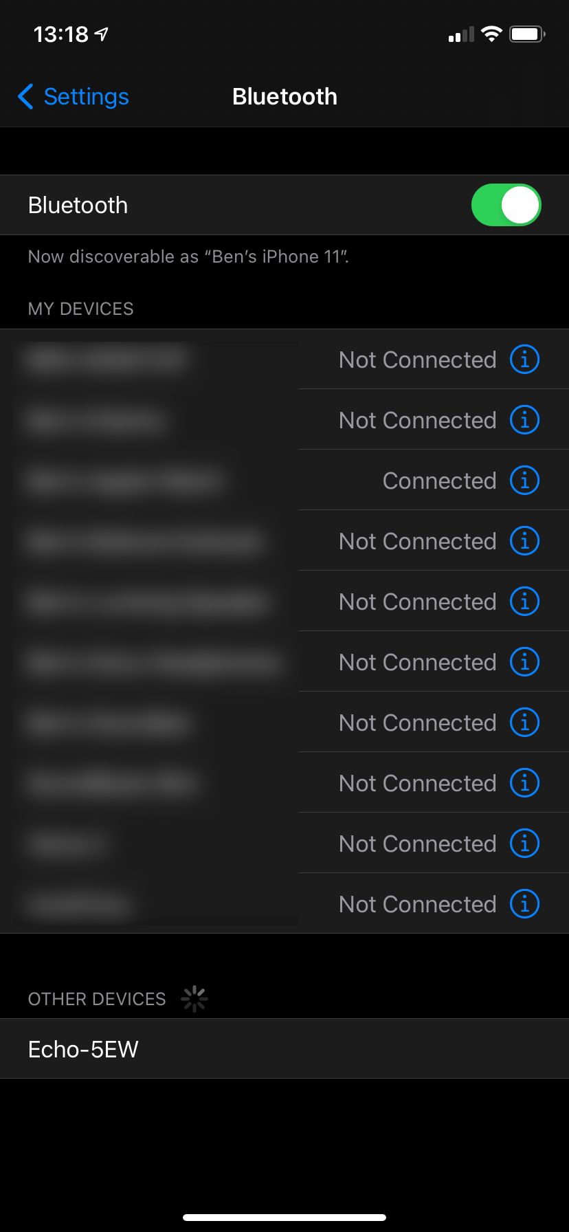 iOS Bluetooth Menu with Echo